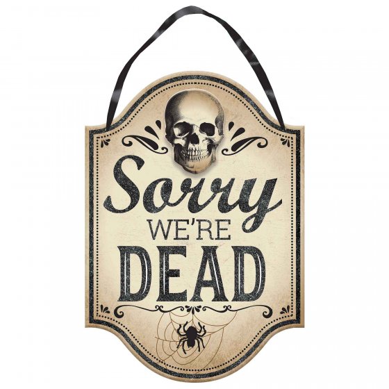 Rustic Boneyard MDF hanging sign, 24cm x 34cm, perfect for Halloween and quirky home decor.