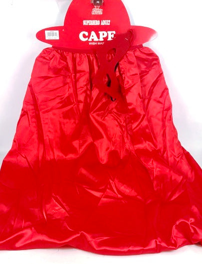 Vibrant red adult cape and eye mask set, perfect for costume parties and themed events, measuring 1 meter in length.