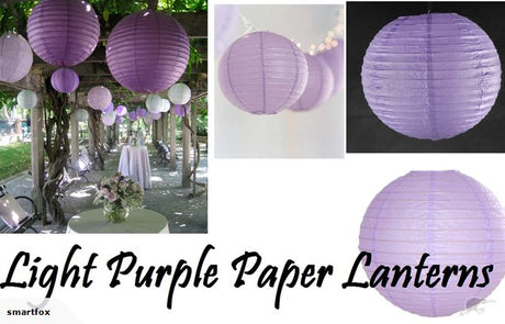 16" lavender/purple paper lanterns bundle of 10, perfect for events with easy light bulb attachment and elegant decor.