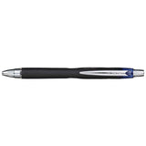 Uni Jetstream 1.0mm retractable pen in medium blue with a rubberized grip, ideal for smooth writing and left-handed users.