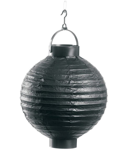 20cm black paper lantern with bright LED light, ideal for versatile decoration and centerpieces at any event.