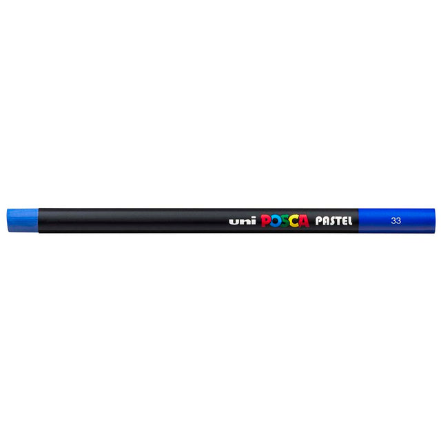 Uni Posca Pastel Blue marker with vibrant hue for smooth, residue-free application on various surfaces. Perfect for artists and crafters.