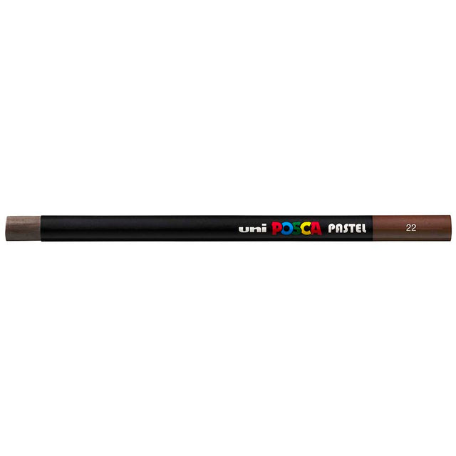 Uni Posca Pastel Dark Brown stick showcasing its vibrant color, smooth finish, and versatility for various art techniques.