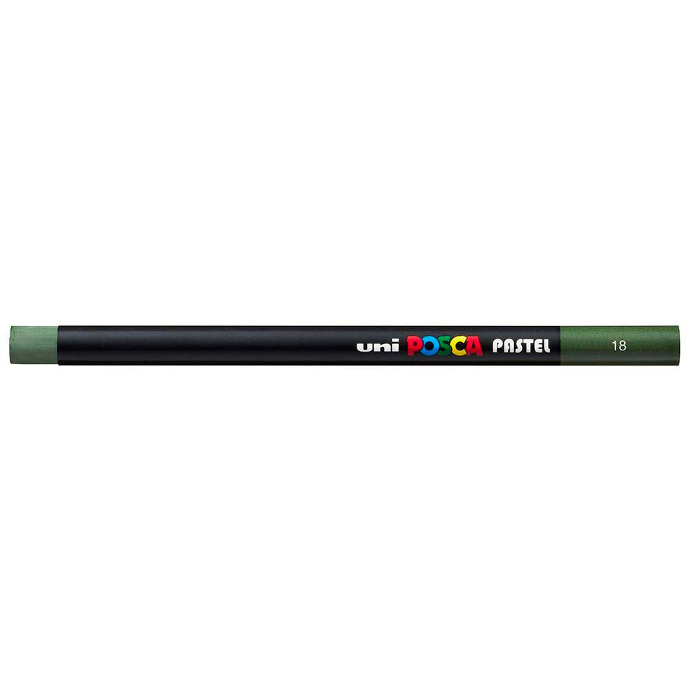 Uni Posca Pastel Dark Olive in a sleek design, offering vibrant color application for various creative surfaces.