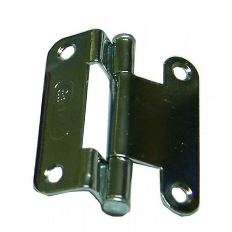 Premium 45mm semi-concealed flat leaf butt hinge, zinc-plated for durability and easy, no-cut installation.