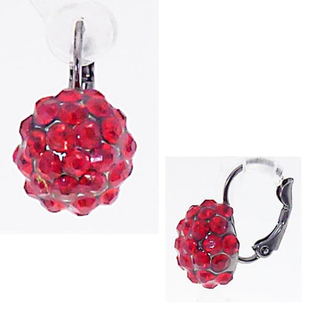Red Crystal Ball French Clip Earrings featuring an elegant design, perfect for versatile day-to-night wear.