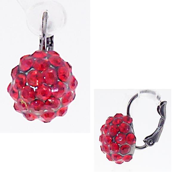 Red Crystal Ball French Clip Earrings featuring an elegant design, perfect for versatile day-to-night wear.