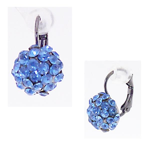 Sapphire French Clip Earrings featuring sparkling crystal balls for a stylish and sophisticated look.