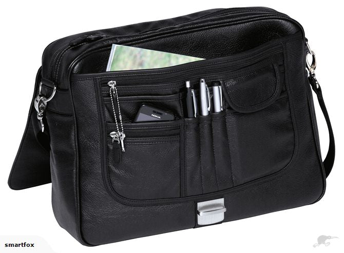 Stylish Laptop Euro Brief Bag in textured leatherette with padded compartment and organiser pockets for modern professionals.