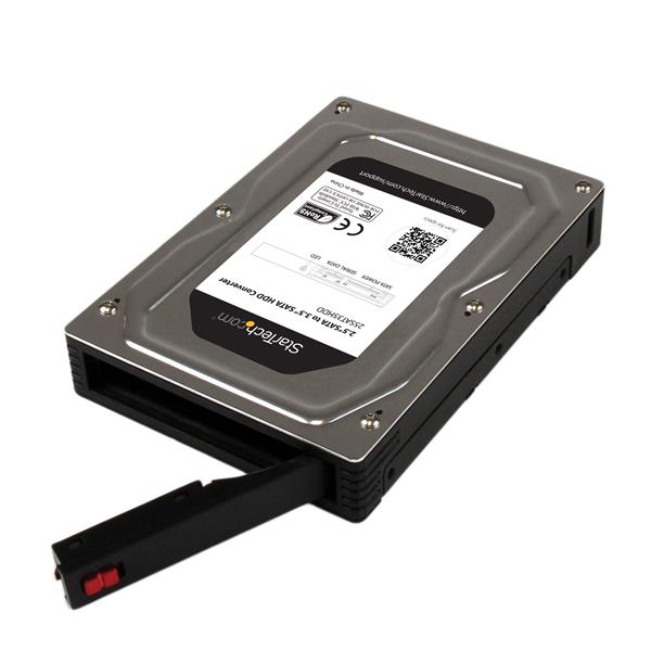 Aluminum 2.5" to 3.5" SATA hard drive adapter converting SSD/HDD for easy desktop installation and enhanced storage capabilities.