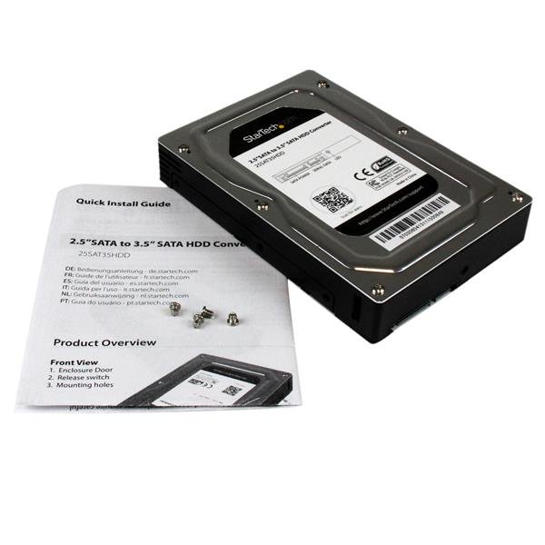 2.5” to 3.5” SATA adapter converter transforming SSD/HDD into a standard 3.5” drive for enhanced storage capabilities.