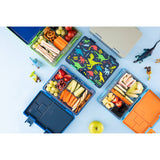 Avanti Yum Yum Bento Box featuring a fun dinosaur parade design with multiple leak-proof compartments for healthy meals.