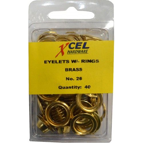 Brass eyelets with rings, 7/16", corrosion-proof, pack of 40 for crafting and DIY projects.