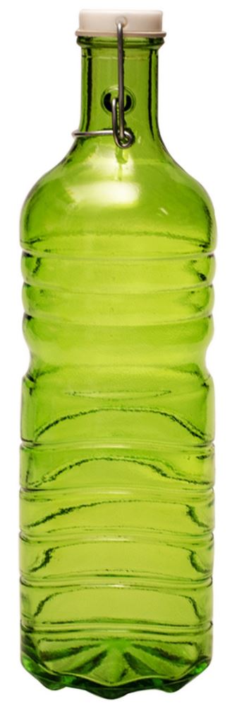 Vibrant lime 1.5L recycled glass bottle, eco-friendly and stylish for hydration at home or gatherings.