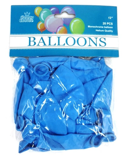 Pack of 20 light blue 30cm balloons, perfect for adding color to celebrations and suitable for helium or air inflation.