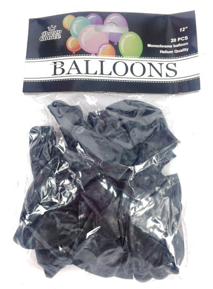 Pack of 20 premium black balloons (30cm) perfect for elegant celebrations, easily filled with helium or air.