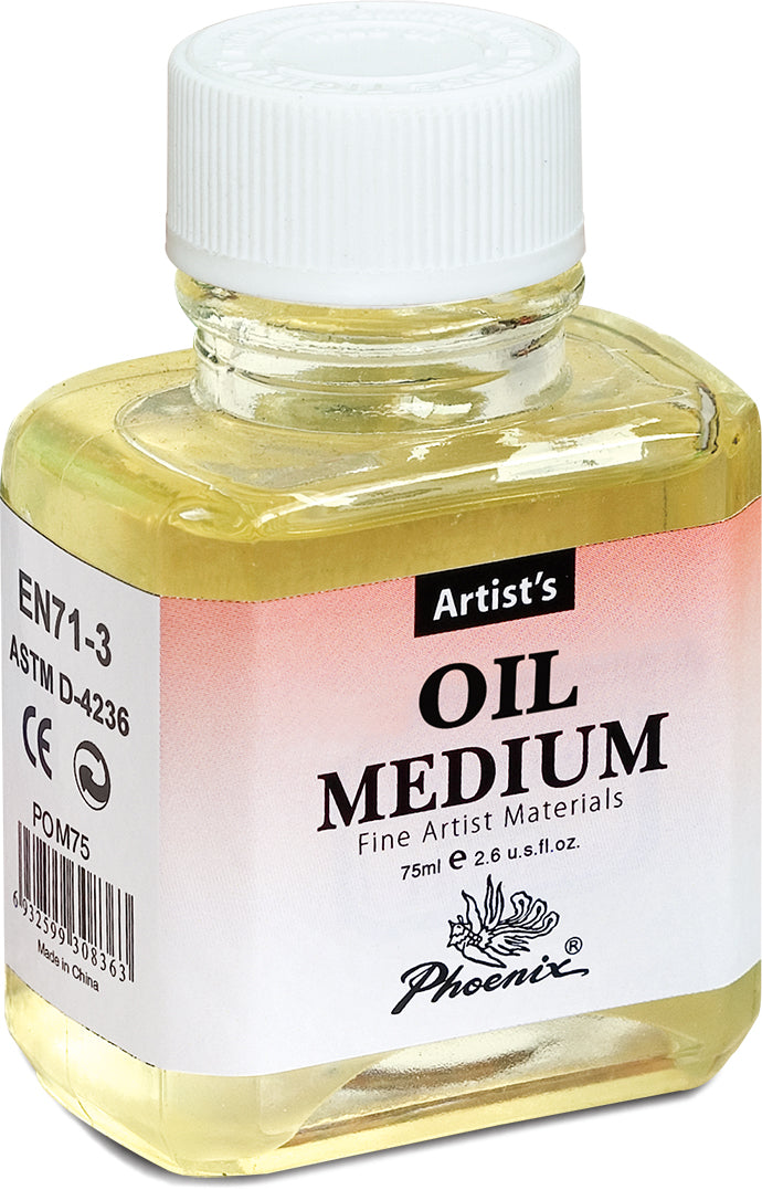 Bottle of PHOENIX LINSEED OIL 75ml, ideal for thinning oil paints and enhancing artistic creations.