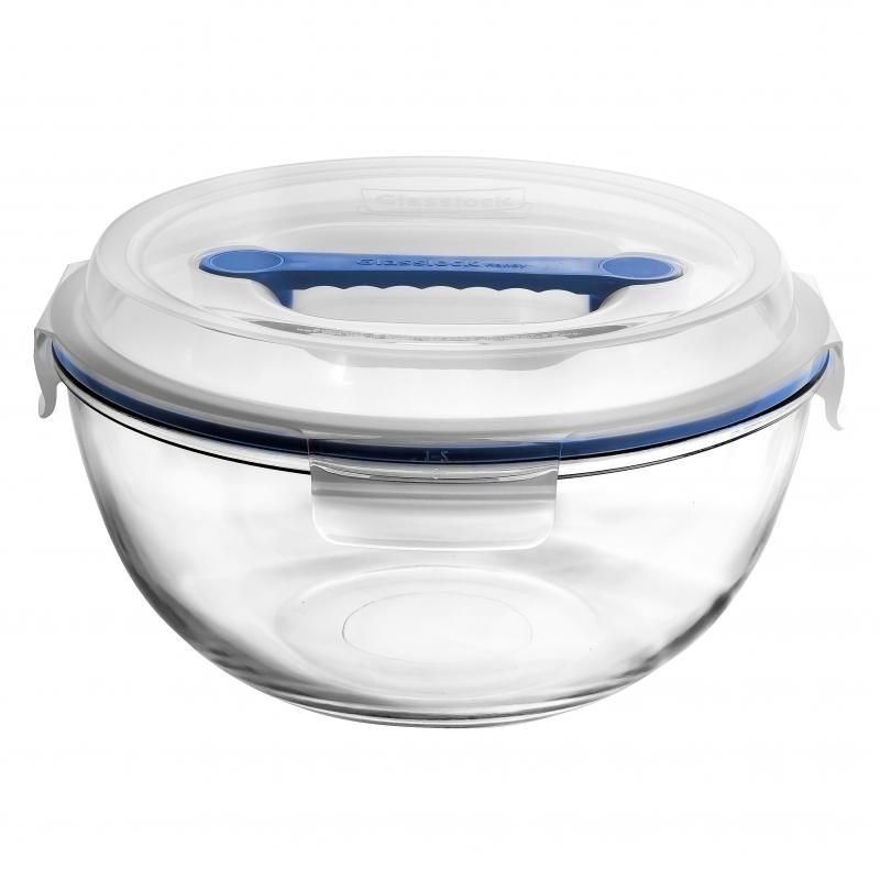 A large, 4000ML temperate glass container with a carry handle, airtight seal, and ideal for food storage and meal prep.