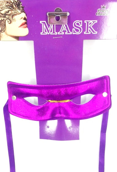 Vibrant metallic purple masquerade mask, perfect for parties and themed events, adding elegance and mystery to your outfit.