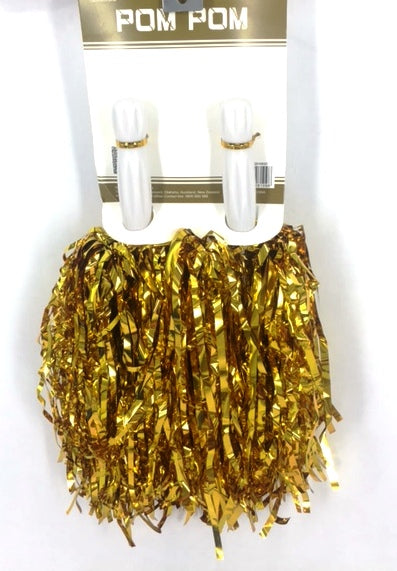 Gold cheerleading pom poms in a set of 2, ideal for events, boosting team spirit, and vibrant performances.