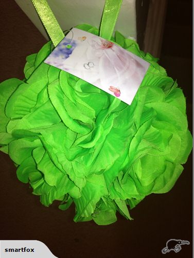 15cm green rose ball with silk flowers and hanging ribbon, ideal for decorations and versatile celebrations.