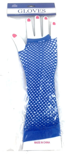 Vibrant blue finger-less gloves, 25cm long, crafted from knitted acrylic for comfort and dexterity, ideal for stylish layering.