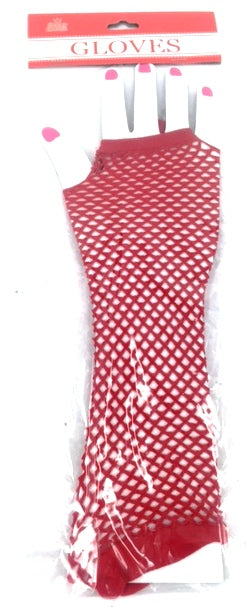 Vibrant red finger-less gloves, 25cm long, stylish and comfortable, ideal for fashion, texting, or playing instruments.