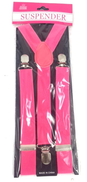 Bright hot pink adult suspenders, adjustable for comfort, perfect for casual and formal outfits, adding personality to any look.