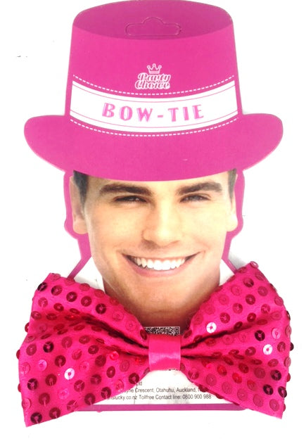 Vibrant hot pink adjustable satin bow tie, perfect for weddings, parties, and adding style to any formal outfit.