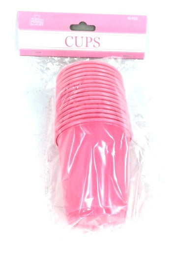 Plastic Cups (15 Piece) - 265mls - Pink
