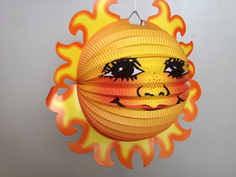 Set of 2 decorative Paper Sun Lanterns in vibrant colors, ideal for outdoor and indoor lighting at events and gatherings.
