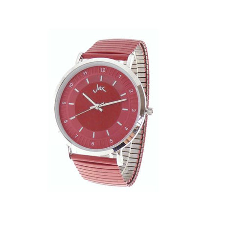 Stylish 40mm RedSlv/Red Exp watch with a round red/silver face and adjustable red strap, ideal for any occasion.