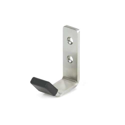 Stainless steel robe hook with plastic tip, durable and rust-resistant, perfect for hanging robes or towels securely.