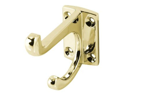 Brass plated hat and coat hook made of durable zinc, stylishly organizing entryways and small spaces.