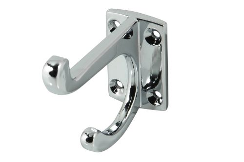 Stylish chrome-plated hat and coat hook in zinc, perfect for organizing outerwear in modern entryways.