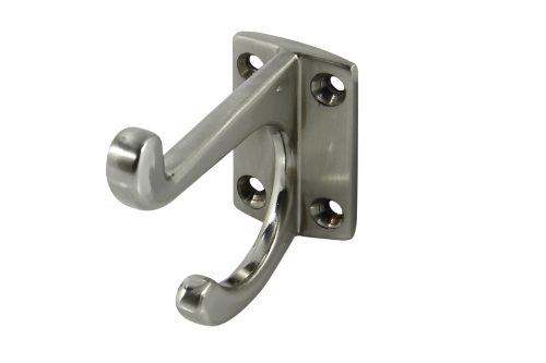 Elegant Satin Nickel Plated Hat and Coat Hook, perfect for organizing outerwear in modern homes and offices.