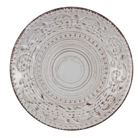 Rustic cream side plate, 20cm, featuring gentle swirls and beading, perfect for enhancing any dining experience.