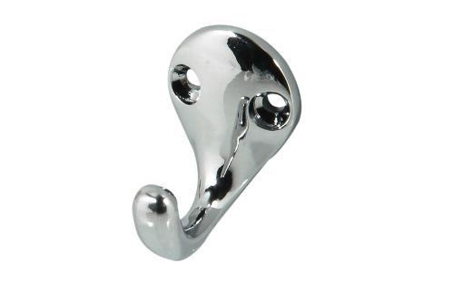 Sleek chrome-plated robe hook, made of durable zinc, ideal for hanging towels and robes in modern spaces.