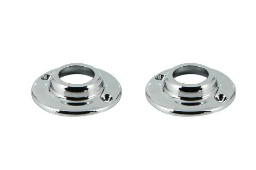 Chrome plated end flanges (20mm) for wardrobe rails, providing durable wall support with a sleek and elegant finish.