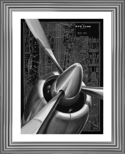 Antique airplane framed art, 60x80cm, features glass front and easy hanging for a stunning display.