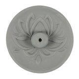 Grey Lotus Terracotta Incense Plate displaying a serene grey lotus design, ideal for enhancing sacred spaces and mindfulness practices.