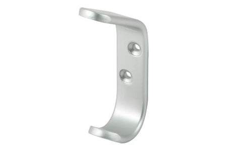 Clear anodised aluminium hat and coat hook designed for schools, ideal for organizing hats, coats, and bags in tight spaces.