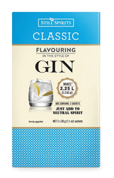 A sachet for crafting premium gin at home, featuring robust juniper and angelica spice flavors for personalized creations.