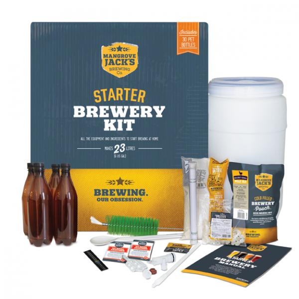 "Mangrove Jack's Starter Brewery Kit with all equipment and ingredients for crafting homemade Traditional Blonde Lager beer."