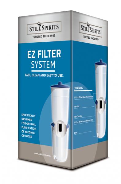 Still Spirits EZ Filter showcases a sleek filtration system with dual 10L reservoirs and an advanced activated carbon cartridge for purity.