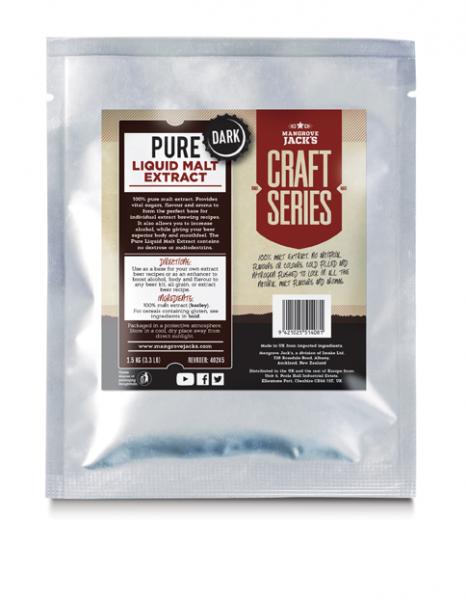 1.5 kg pouch of Mangrove Jack's Dark Liquid Malt Extract, enhancing homebrews with rich flavors and higher alcohol content.