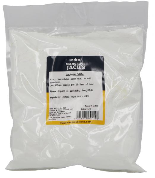 Mangrove Jack's Lactose 500g, a non-fermentable sugar for rich, creamy brews and versatile culinary applications.