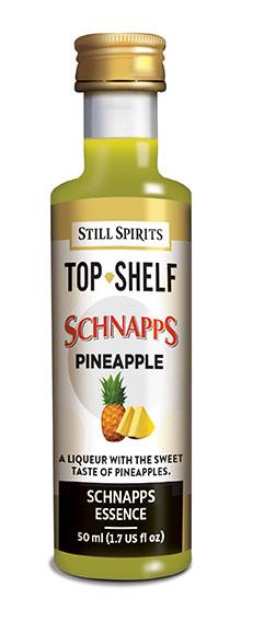 Charming bottle of Still Spirits Top Shelf Pineapple Schnapps, capturing the refreshing essence of ripe pineapples for cocktails.