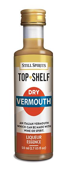 Bottle of Still Spirits Top Shelf Dry Vermouth, perfect for crafting cocktails like Martini and Negroni with herbal and crisp flavors.