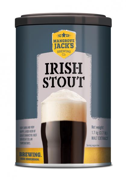 Irish Stout brewing kit by Mangrove Jack's International, featuring rich flavors and smooth mouthfeel, perfect for homebrewing.